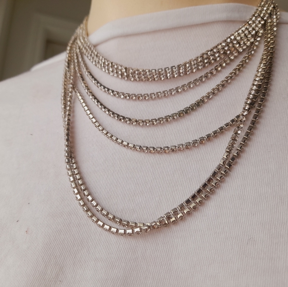 Multi Strand Rhinstone Neckalce - Picture 5 of 5